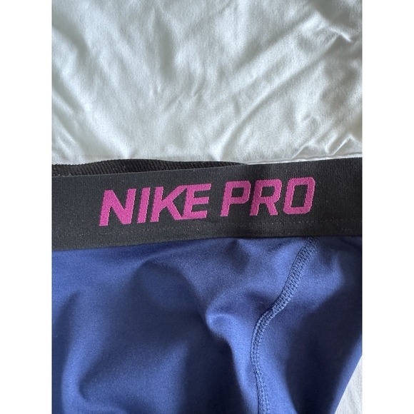 Nike Women's Pro Leggings, Dri-Fit 7/8 Crop 21" Blue/Purple Medium Compression - Picture 5 of 11
